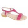 sandale dama fucsia din piele naturala cu bareta in T si toc mic S16FCS